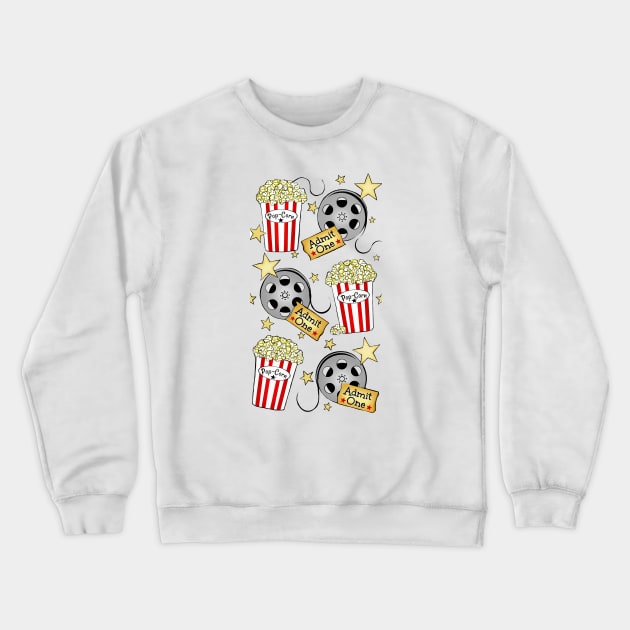 VIP Movie Night on white w/ pop corn Crewneck Sweatshirt by FranBail